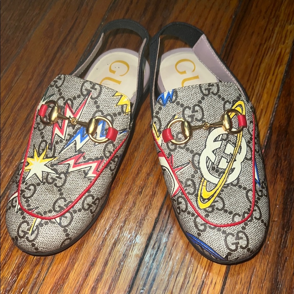 Gucci Red and Yellow Slippers with Iconic Design